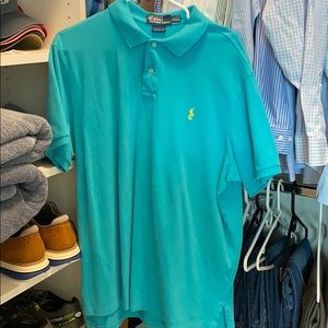 Aqua light blue polo custom fit